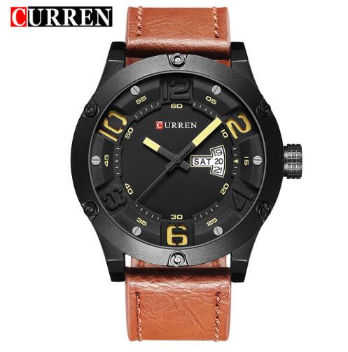CURREN Leather strap Men Sports Watches Quartz Clock 8251