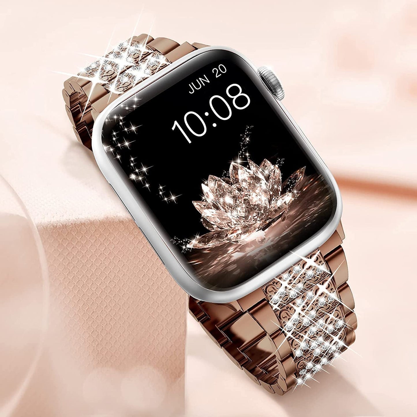 Suitable For iwatch Watchband Three Beads Diamond Inlaid Zinc Alloy Apple Watchband Apple Watchband