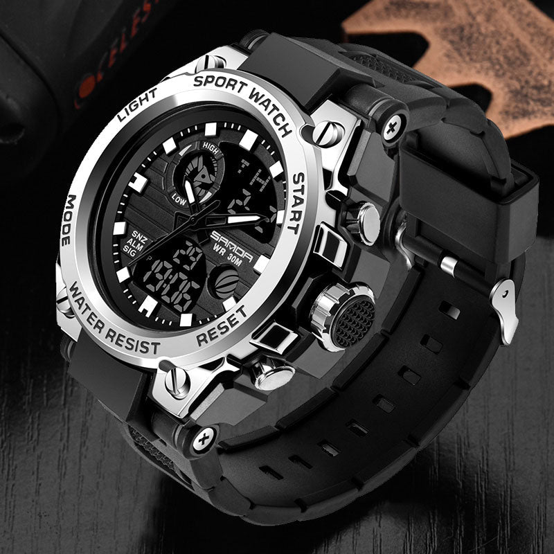 SANDA 739 Brand Wrist Watch Men Watches Military Army Sport Style Wristwatch Dual Display Male Watch For Men Clock Waterproof Hours