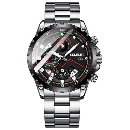 Fashion New Mens Watches BELUSHI Top Brand Luxury Chronograph Full Steel Waterproof Quartz Watch Men Date Sports Clock