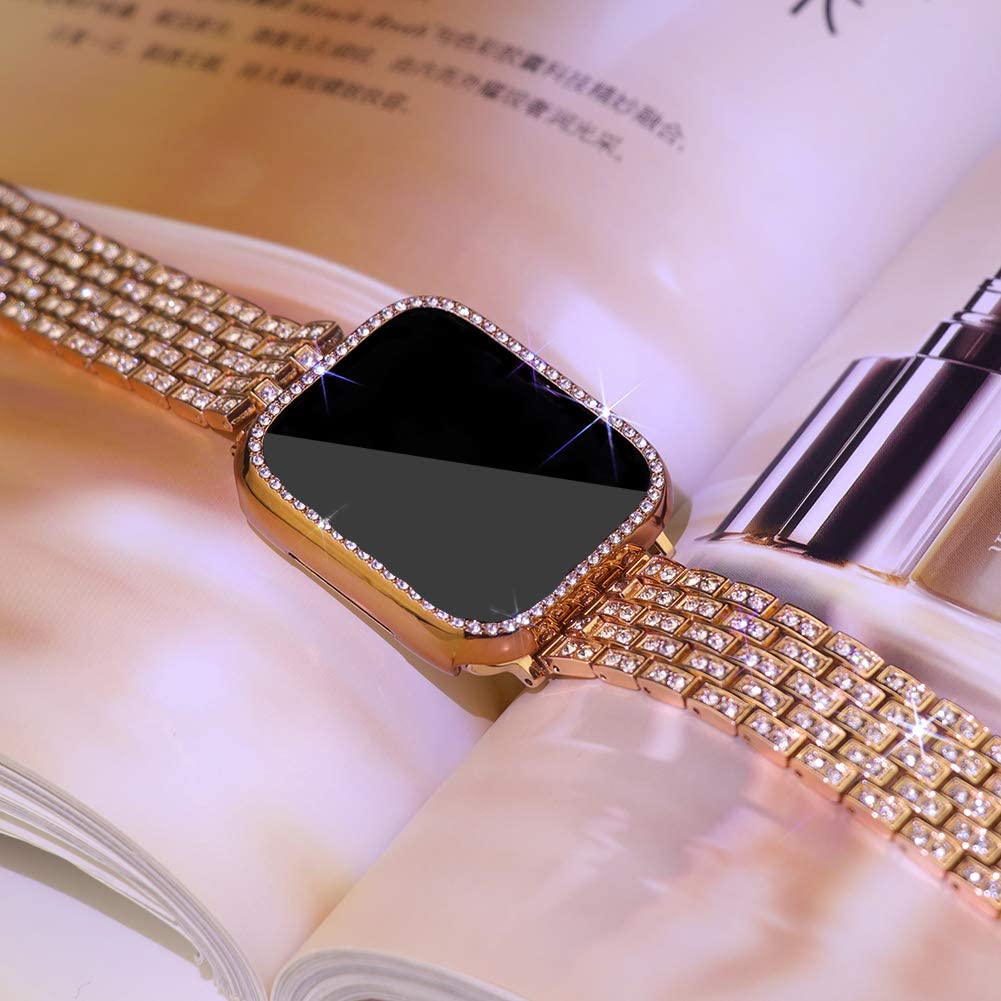 Metal Strap for Apple Watch Band 41mm 45mm 40mm 44mm Woman Diamond Stainless Steel Link Bracelet iWatch 8 7 6 SE 5 3 Accessories