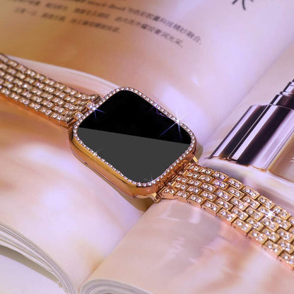 Metal Strap for Apple Watch Band 41mm 45mm 40mm 44mm Woman Diamond Stainless Steel Link Bracelet iWatch 8 7 6 SE 5 3 Accessories