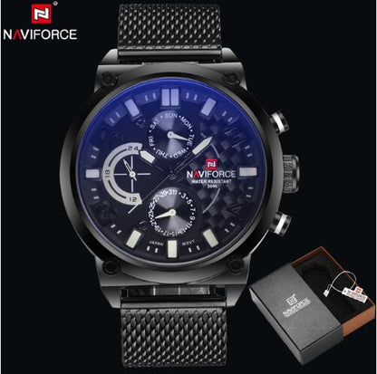 NAVIFORCE Men's Stainless Steel Quartz Sports Wrist Watch