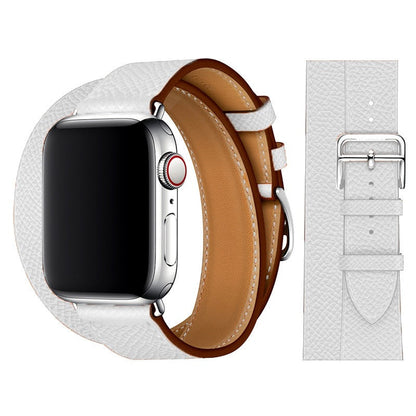 Suitable For Apple Iwatch8 Two-Color Double Loop Leather Strap Apple Watch 7 Contrast Leather Extended Wrist Strap