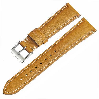 Vintage Calfskin Watch Strap 20mm 22mm 24mm Side Double Seam Simple Leather Strap