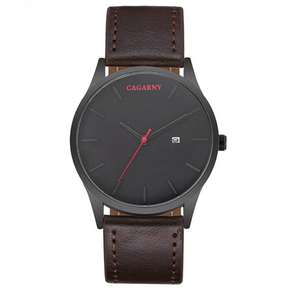 CAGARNY Luxury Brand Quartz Watch Men Military Leather Strap Watchband Waterproof Watches Casual Male Gifts Sport Watches Clock