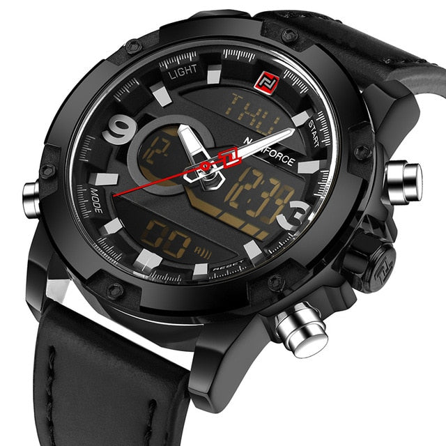 NAVIFORCE Luxury Brand Men Analog Digital Leather Sports Watches Men's Army Military Watch Man Quartz Clock Relogio Masculino