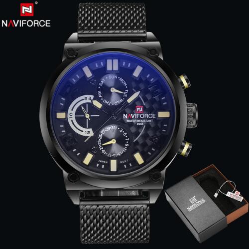 NAVIFORCE Men's Stainless Steel Quartz Sports Wrist Watch