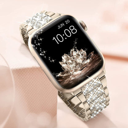 Suitable For iwatch Watchband Three Beads Diamond Inlaid Zinc Alloy Apple Watchband Apple Watchband
