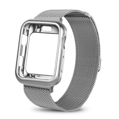 Case+watch strap for Apple Watch 3 iwatch band 42mm 38mm Milanese Loop bracelet Stainless Steel watchband for Apple Watch 4 3 21