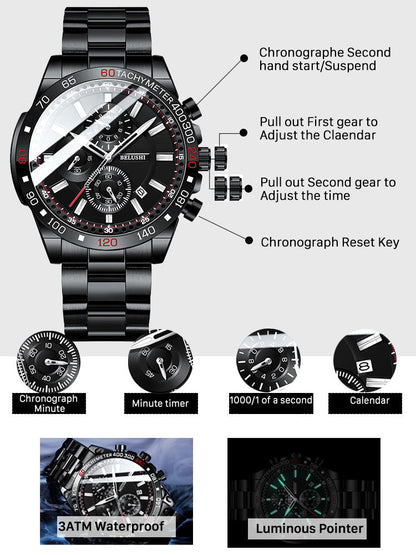 Men's Watches Luxury Watch for Men Waterproof Chronograph Quartz Military Watch Belushi Men'S Sports Watch Male Relojes