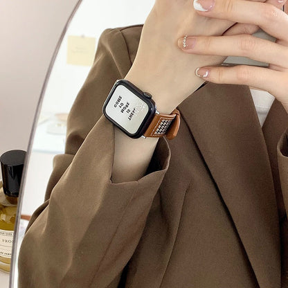 iwatch strap leather canvas plaid apple watch 44mm generation creative