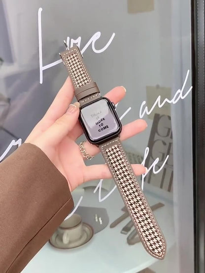 iwatch strap leather canvas plaid apple watch 44mm generation creative