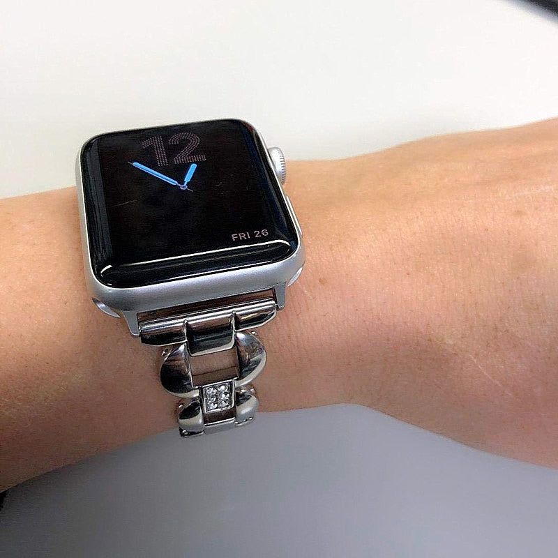 Metal Watchbands For Apple Watch Band 42mm 38mm Women Fashion Bangle with Rhinestone Bling Strap For iWatch Series 3 2 1