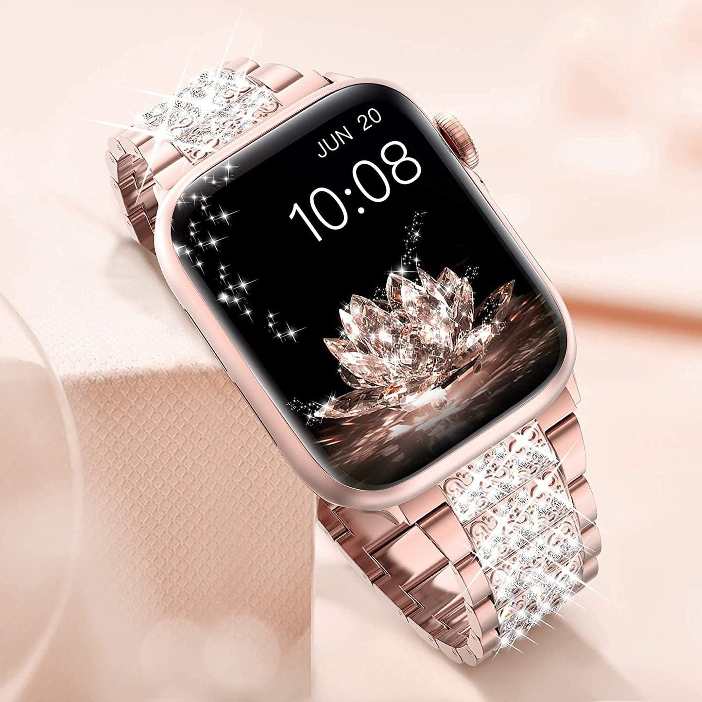 Suitable For iwatch Watchband Three Beads Diamond Inlaid Zinc Alloy Apple Watchband Apple Watchband