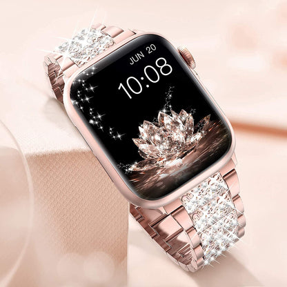 Suitable For iwatch Watchband Three Beads Diamond Inlaid Zinc Alloy Apple Watchband Apple Watchband