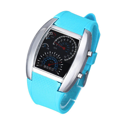 Men LED Light Speedometer with Calendar Sports Fan Dashboard Car Dial Meter Watch