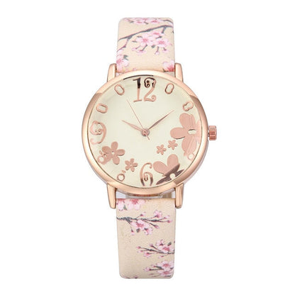 Wtch for women with embossed Colorful flowers small fresh printed belt Fashion Ladies Quartz Watch Exquisite Bracelet watch YE1
