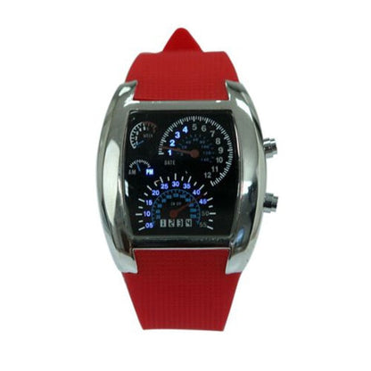 Men LED Light Speedometer with Calendar Sports Fan Dashboard Car Dial Meter Watch