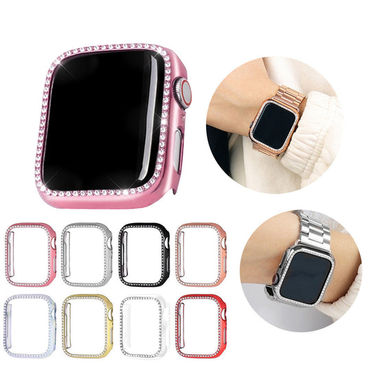 For Apple Watch Fashion PC Diamond-Encrusted Electroplating iwatch 7th Generation Watch Cover Apple Watch 7th Generation Protective Case
