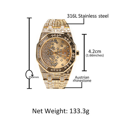 New Diamond-Studded Star Men's Watch Personality Gypsophila Large Dial Fashion Casual Quartz Watch