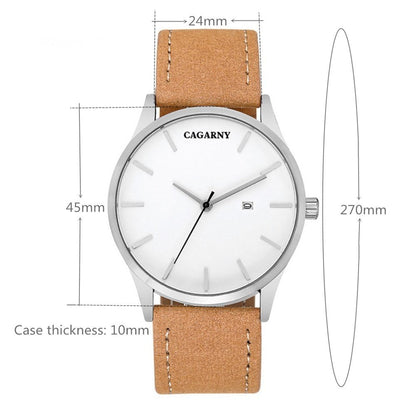 CAGARNY Luxury Brand Quartz Watch Men Military Leather Strap Watchband Waterproof Watches Casual Male Gifts Sport Watches Clock