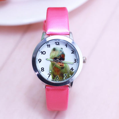 Children boys girls cool cartoon anime dinosaur quartz watches kids sports luminous hands leather clock kol saati