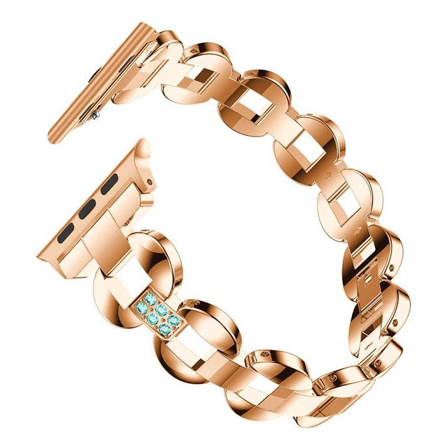 Metal Watchbands For Apple Watch Band 42mm 38mm Women Fashion Bangle with Rhinestone Bling Strap For iWatch Series 3 2 1