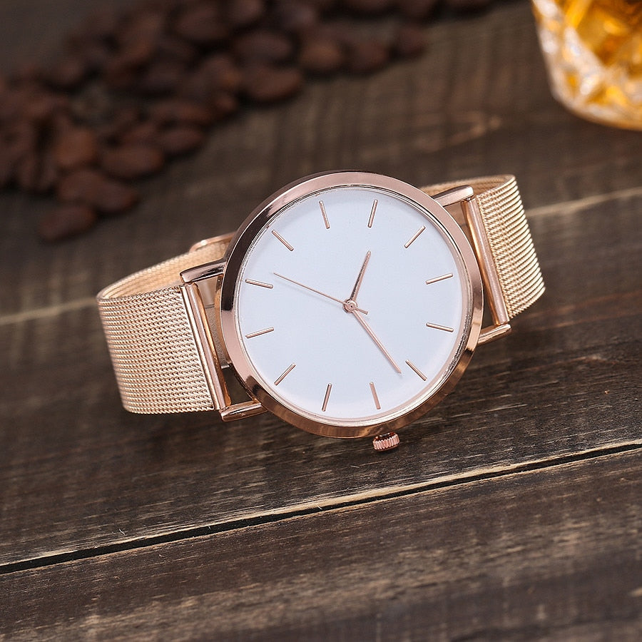 Vansvar Gold Sliver Mesh Stainless Steel Watches Women Top Brand Luxury Casual Clock Ladies Wrist Watch