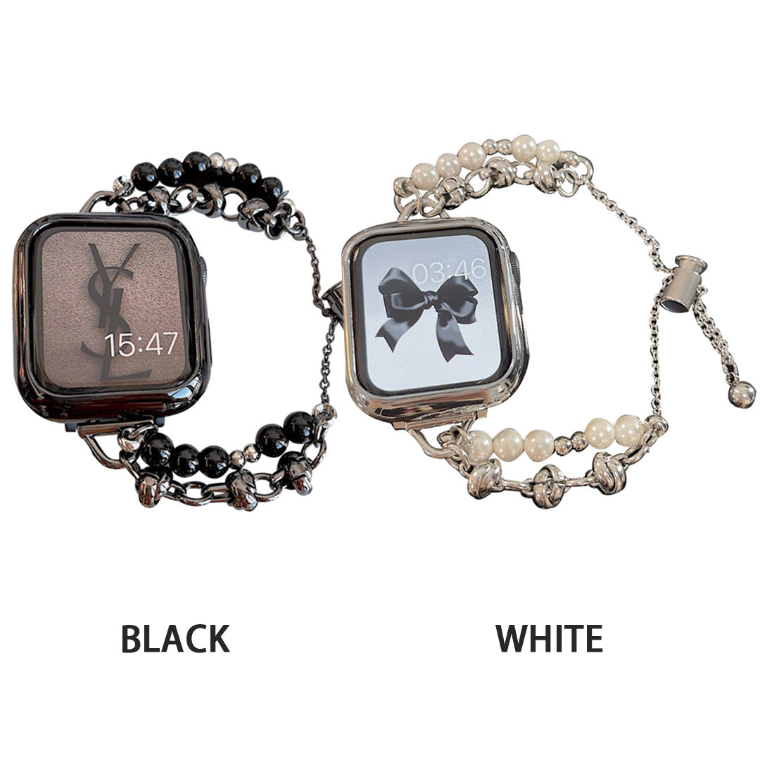 Applicable to Apple S8 Watch With Apple Watch Small Fragrant Pearl Stainless Steel Metal iwatch SE Watchband