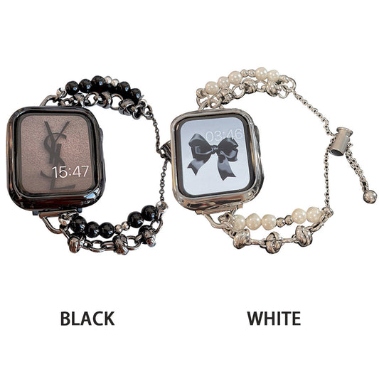 Applicable to Apple S8 Watch With Apple Watch Small Fragrant Pearl Stainless Steel Metal iwatch SE Watchband