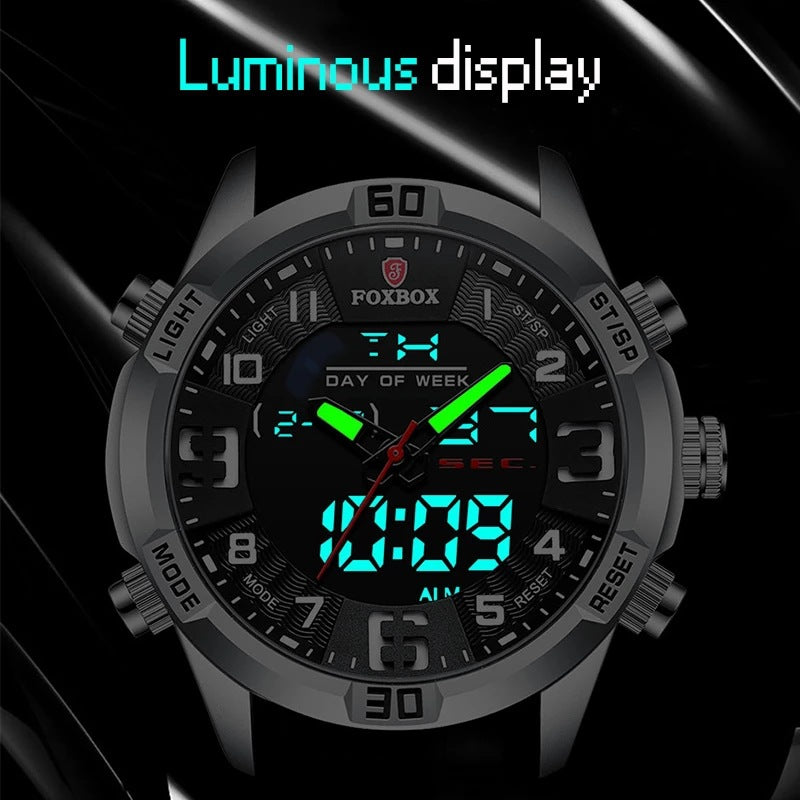 Lige Men's Dual Display Watch Multi-Function Chronograph Sports Waterproof Watch