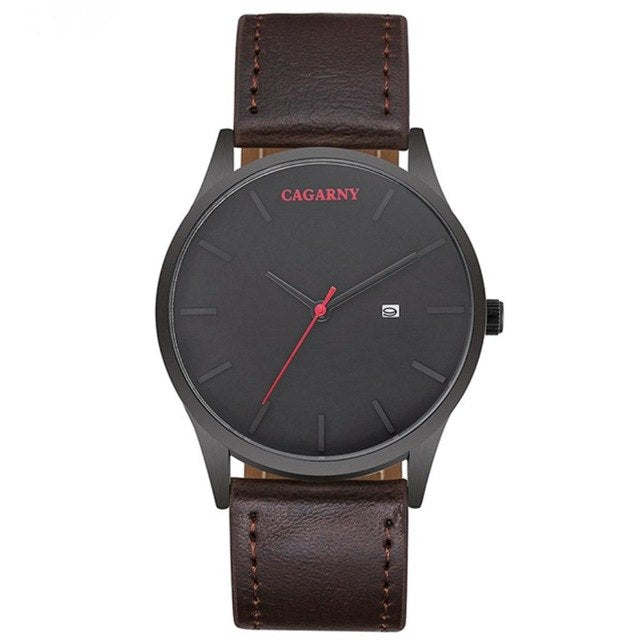 CAGARNY Luxury Brand Quartz Watch Men Military Leather Strap Watchband Waterproof Watches Casual Male Gifts Sport Watches Clock