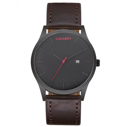 CAGARNY Luxury Brand Quartz Watch Men Military Leather Strap Watchband Waterproof Watches Casual Male Gifts Sport Watches Clock