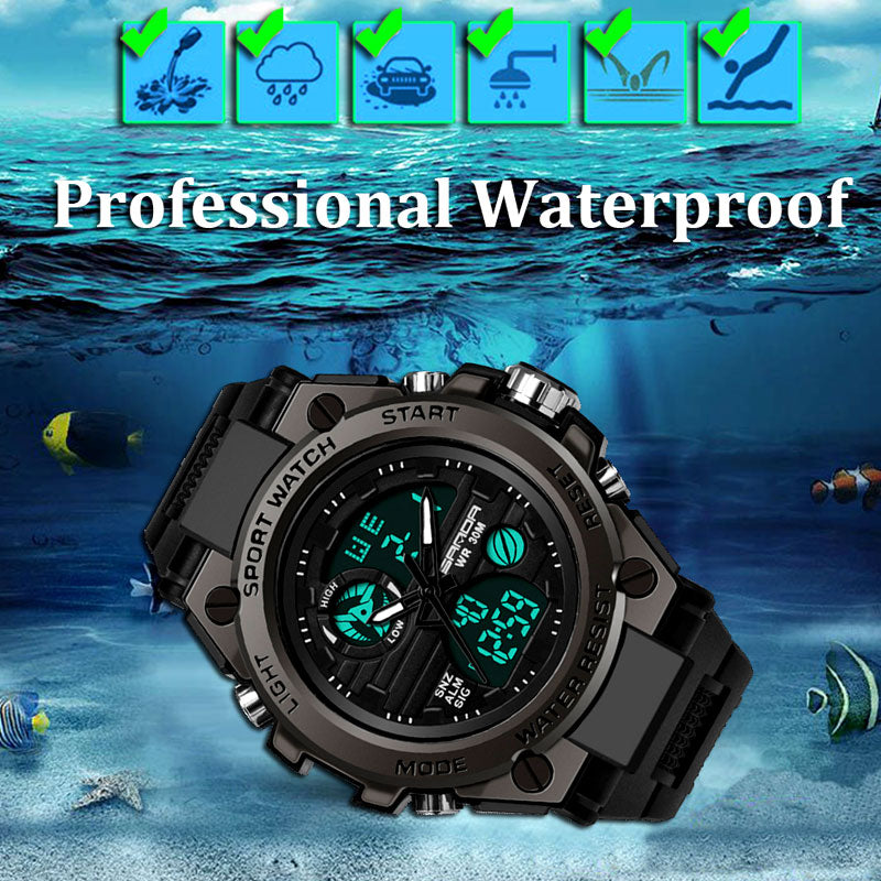 SANDA 739 Brand Wrist Watch Men Watches Military Army Sport Style Wristwatch Dual Display Male Watch For Men Clock Waterproof Hours