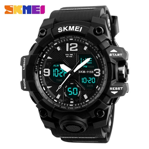 New Fashion Men Sports Watches SKMEI 1155B Men Quartz Analog LED Digital Clock Man Military Waterproof Watch Relogio Masculino 1155B