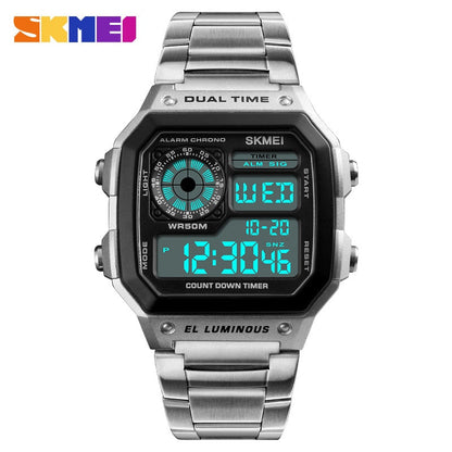 SKMEI 1335 Business Men Watches Waterproof Sport Watch Stainless Steel Digital Wristwatches Clock Relogio Masculino Erkek Kol Saati