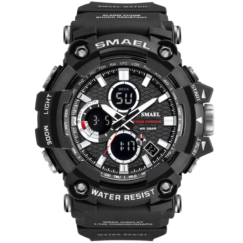 SMAEL 1802D Sport Watch Dual Time Men Watches 50m WaterproofMale Clock  Military Watches for Men  Shock Resisitant Sport Watches Gifts
