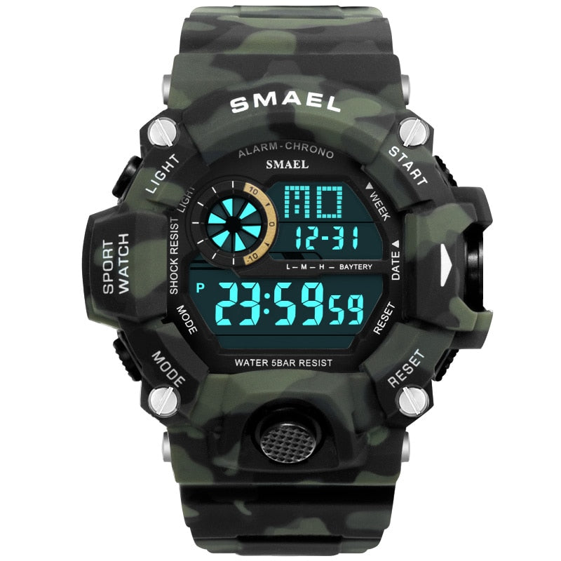 Watches Men Digital Watch White SMAEL 1385C Sport Watch 50M Waterproof Auto Date relogio masculino Digital Military Watches Mens Sport