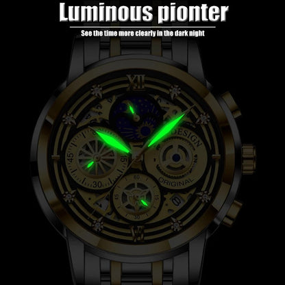 Men's Quartz Watch Skeleton New Concept Waterproof Watch Multifunctional Watch