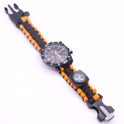 Military Outdoor Paracord Survival Bracelet Compass 6 In 1 Fire Watch Bileklik Erkek Whistle Buckle Safety Climbing Rope Lanyard