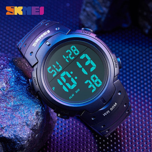 SKMEI 1068  Men Sports Watches Chronos Countdown Men's Watch Waterproof LED Digital Watch Man Electronic Clock Relogio Masculino 1068