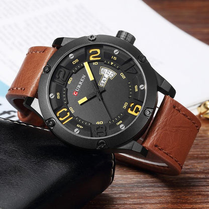 CURREN Leather strap Men Sports Watches Quartz Clock 8251