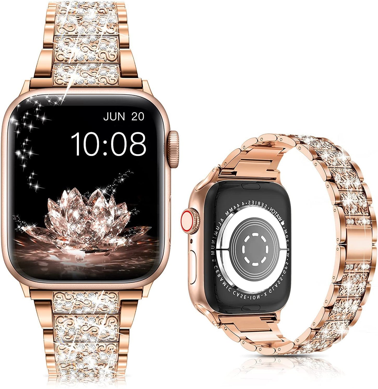 Suitable For iwatch Watchband Three Beads Diamond Inlaid Zinc Alloy Apple Watchband Apple Watchband