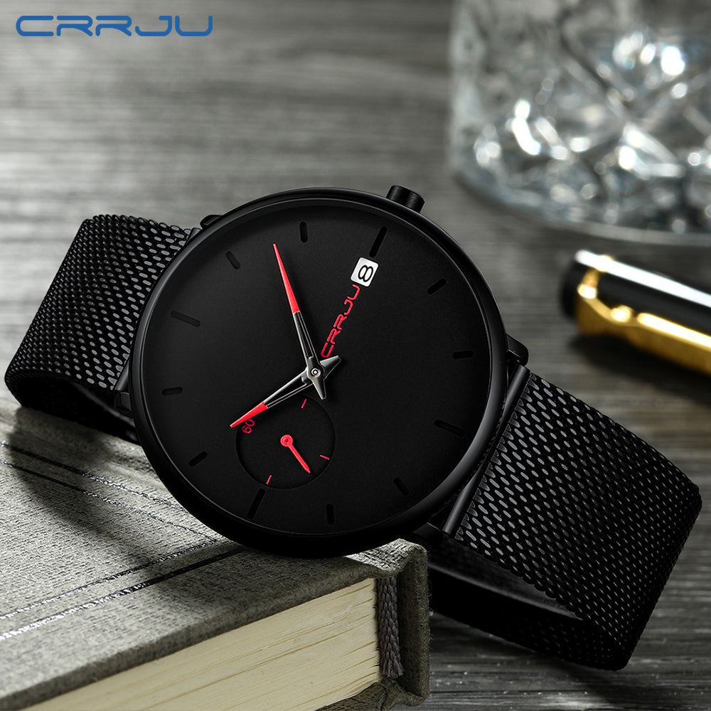 Crrju Sports Date Mens Watches Top Brand Luxury Waterproof Sport Watch