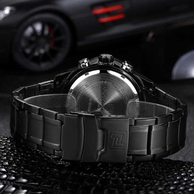 NAVIFORCE Men's LED Digital Stainless Steel Quartz Watch