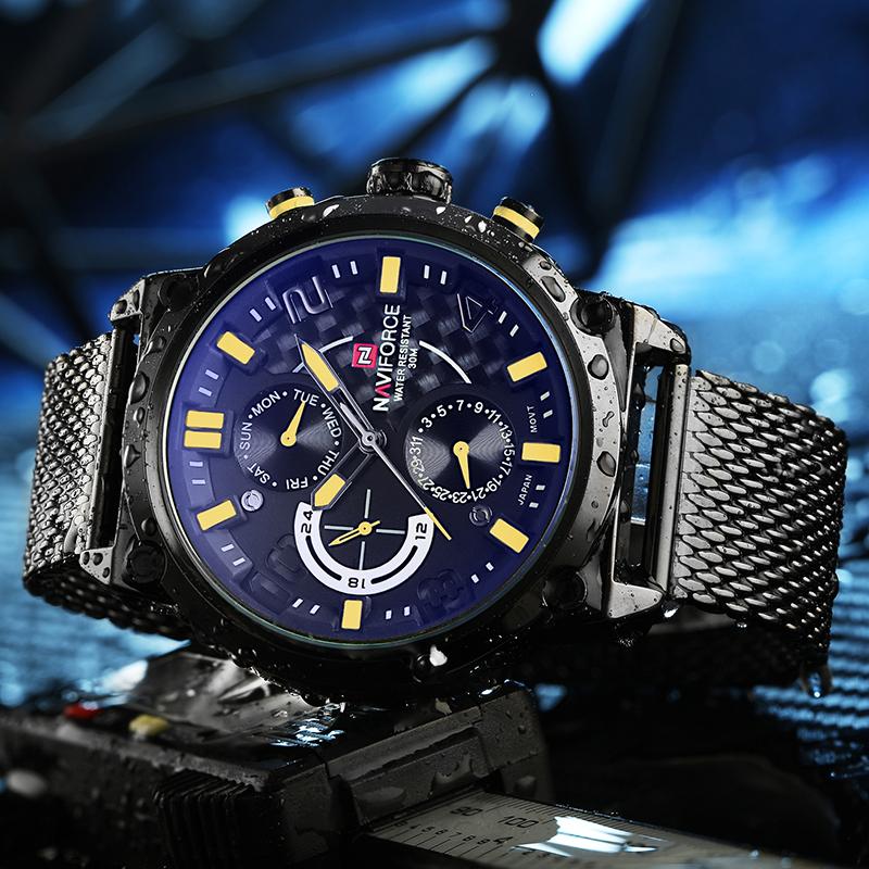 NAVIFORCE Men's Stainless Steel Quartz Sports Wrist Watch