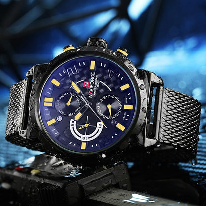 NAVIFORCE Men's Stainless Steel Quartz Sports Wrist Watch