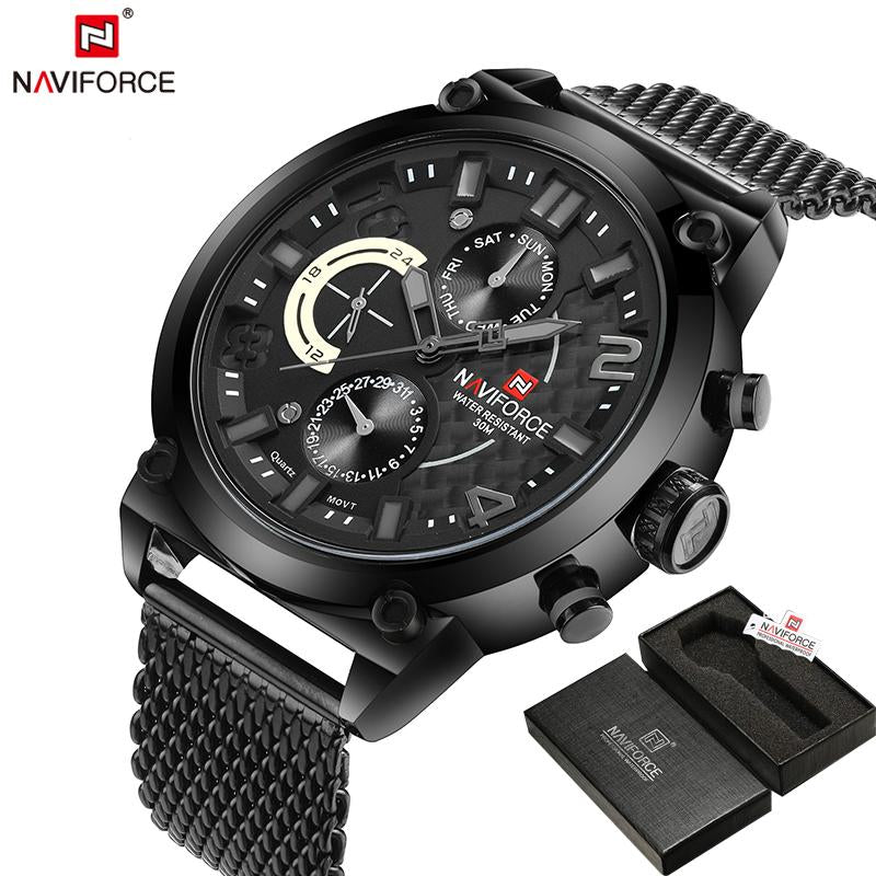 NAVIFORCE Men's Stainless Steel Quartz Sports Wrist Watch