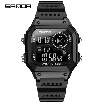 SANDA 418 Brand Men Sports Watches Fashion Chronos Countdown Men's Waterproof LED Digital Watch Man Military Clock Relogio Masculino